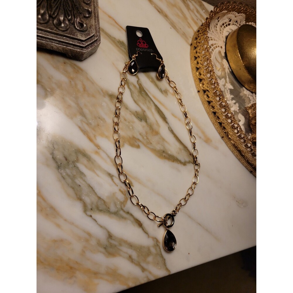 Paparazzi grey stone Necklace with earrings set - Picture 5 of 11